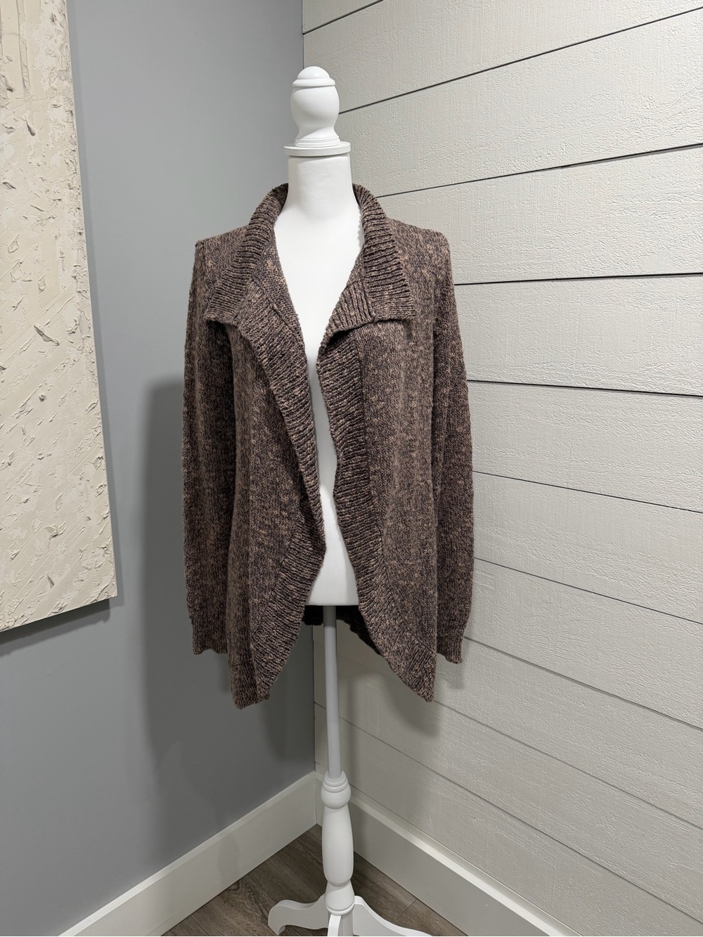 CAbi Brown Marled Open-Front Sweater Cardigan